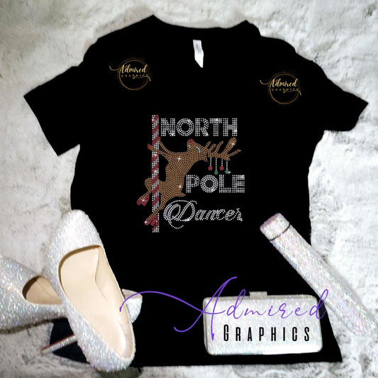 Pole Dancing Reindeer Crystallized Tee