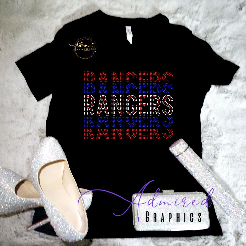 Stacked Rangers Baseball Crystallized Tee