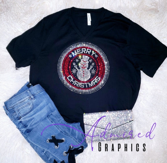 Snowman Christmas Crystallized Tee
