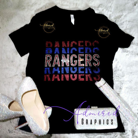 Stacked Rangers Baseball Crystallized Tee