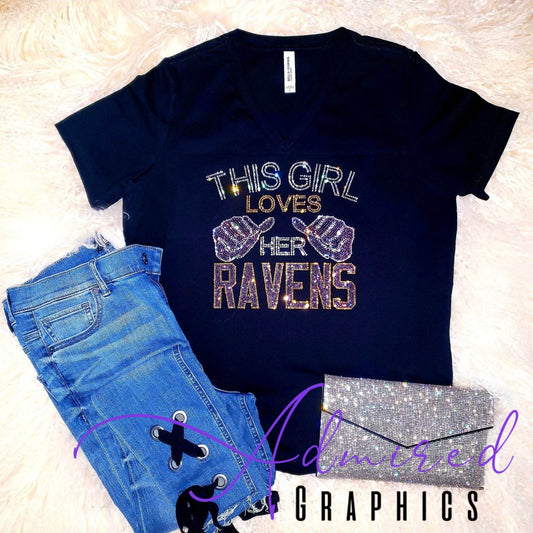 Loves Her Ravens Crystallized Tee