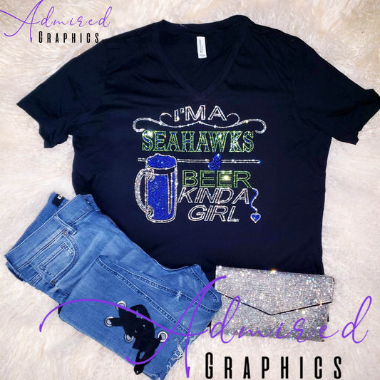 Seahawks and Beer Girl Crystallized Tee