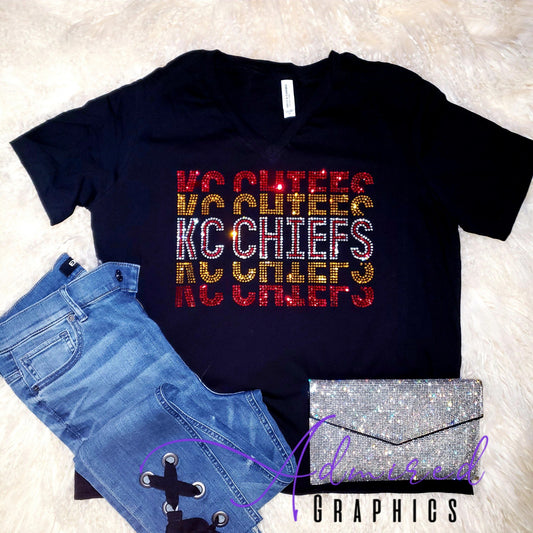 KC Chiefs Stacked Crystallized Tee
