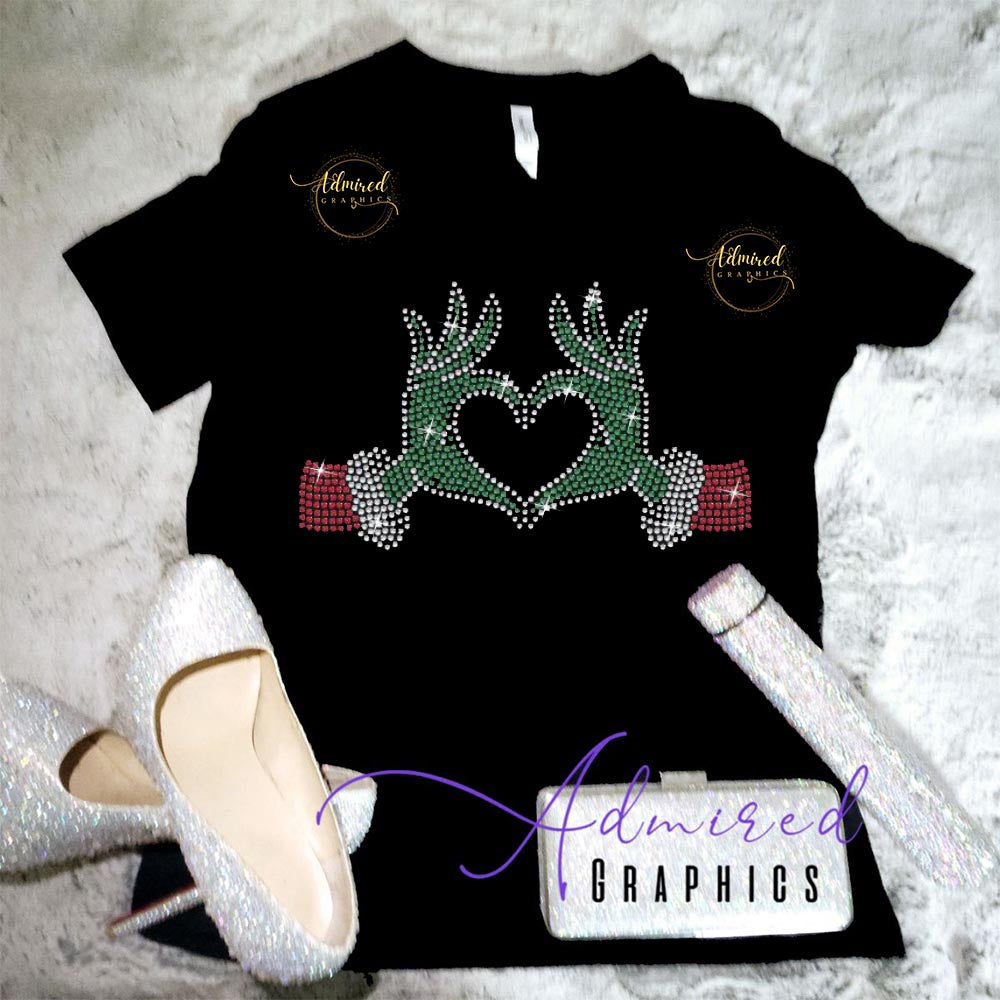Heart Hands Christmas Crystallized Tee