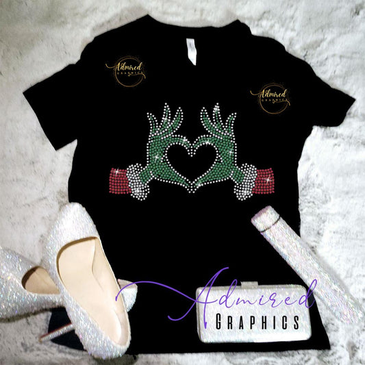 Heart Hands Christmas Crystallized Tee