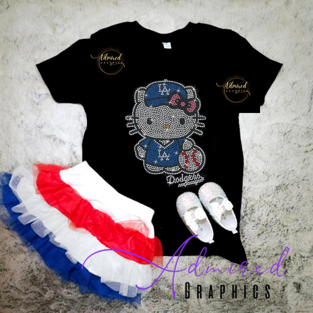 Kids Dodgers Hello Kitty Sparkle Tee – Admired Graphics