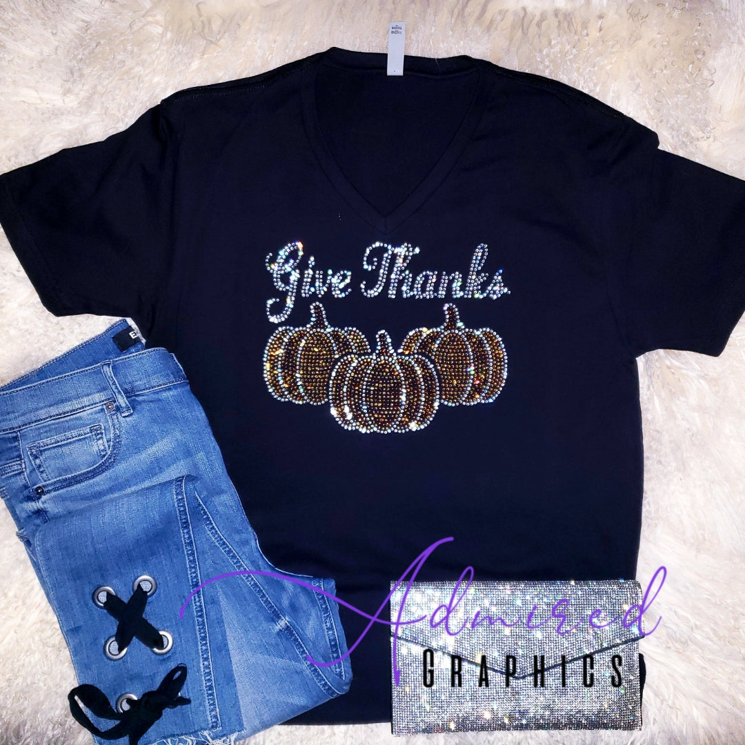 Give Thanks Sparkle Tee – Admired Graphics