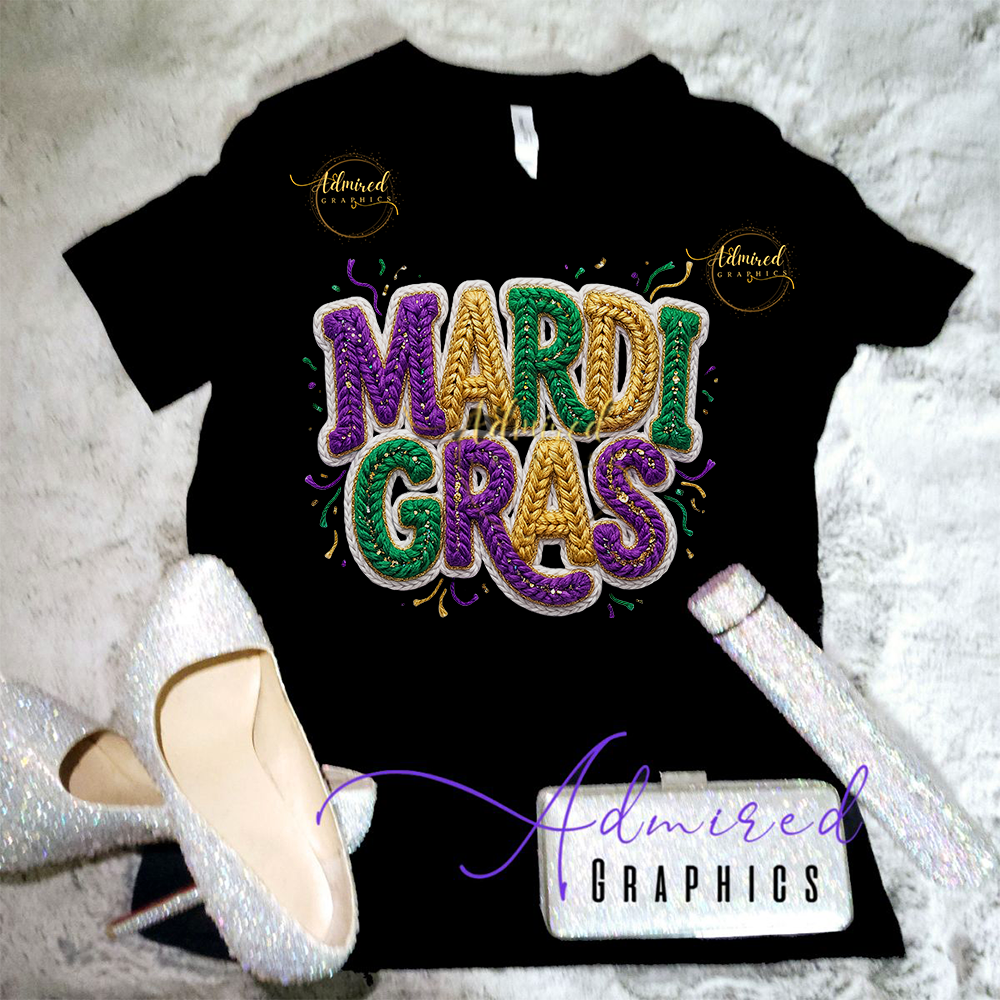Mardi Gras Faux Yarn Graphic Tee