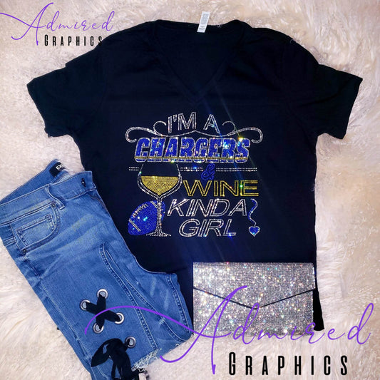Chargers and Wine Crystallized Tee