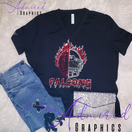 Falcons Flaming Ball and Helmet Crystallized Tee