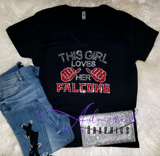 Loves Her Falcons Crystallized Tee